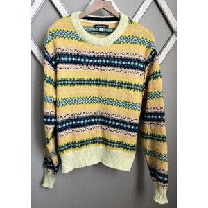 NWT! Urban Outfitters Women's M Hudson Fair Isle Pullover Sweater - Yellow